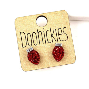 Christmas Light Studs - Christmas Earrings: Red