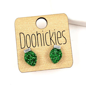 Christmas Light Studs - Christmas Earrings: Green