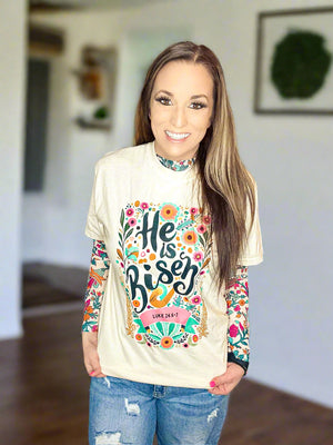 He Is Risen Floral Tee