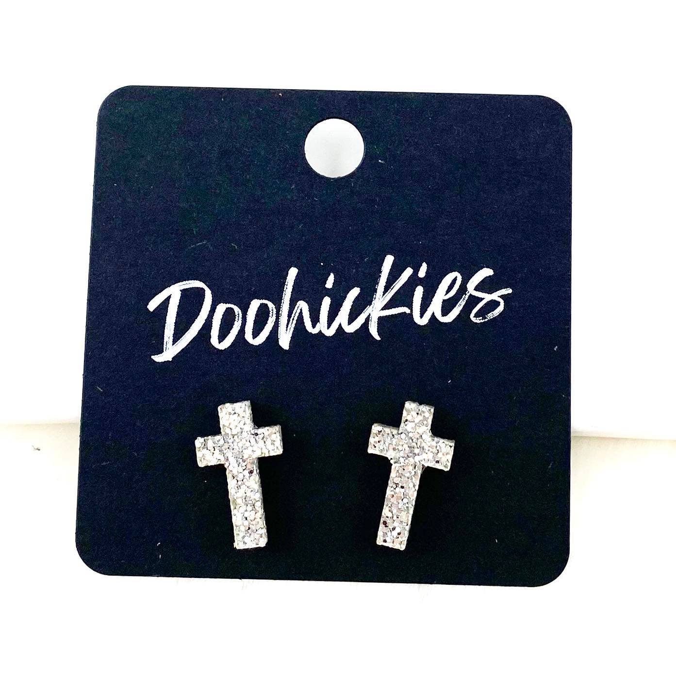 16mm Glitter Cross Singles: Glitter Silver