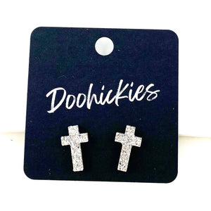 16mm Glitter Cross Singles: Glitter Silver