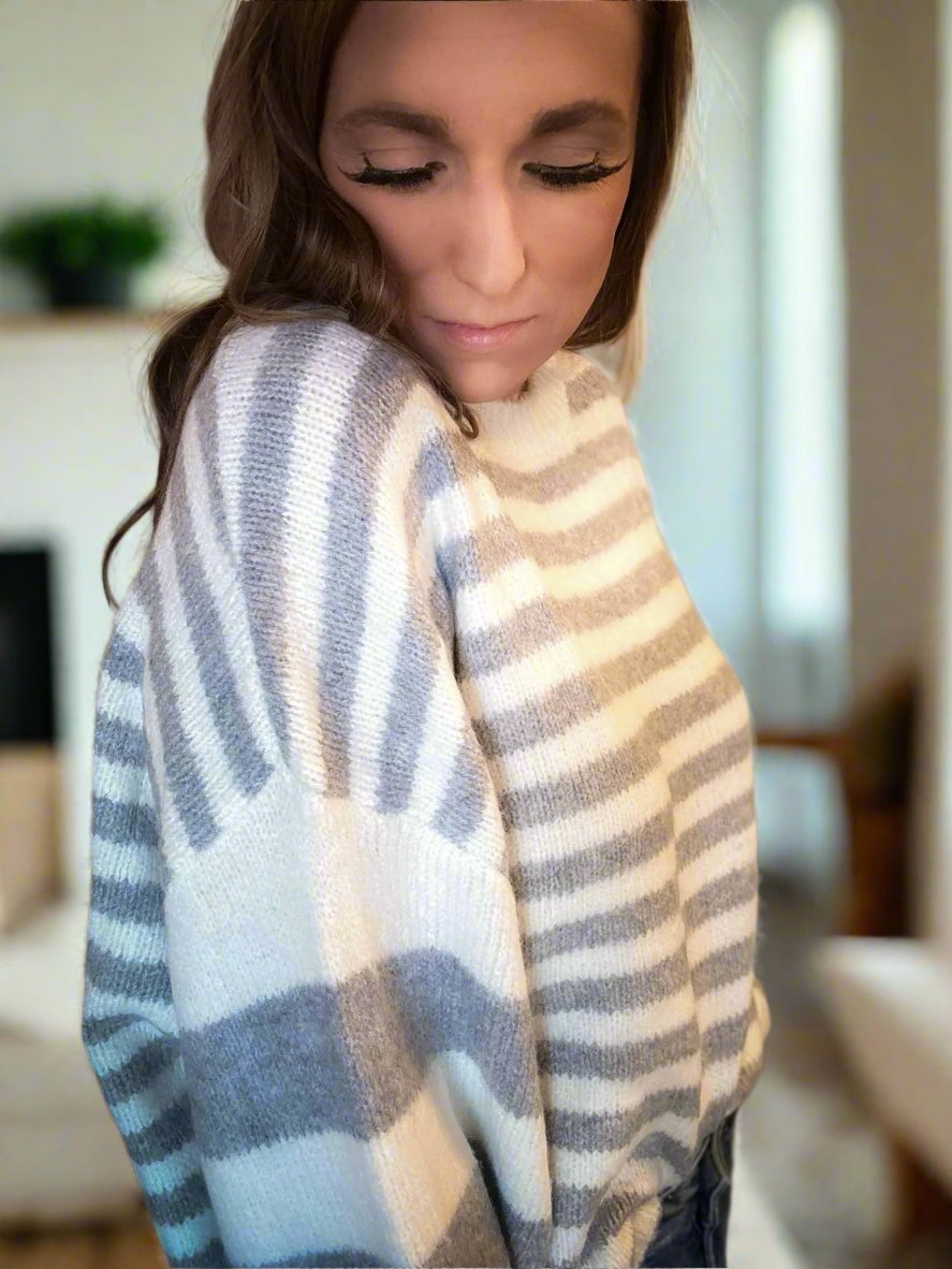 Silver Lining Mixed Stripe Comfy Sweater