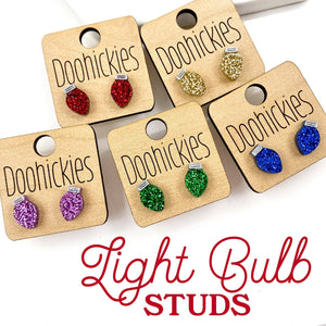 Christmas Light Studs - Christmas Earrings: Green