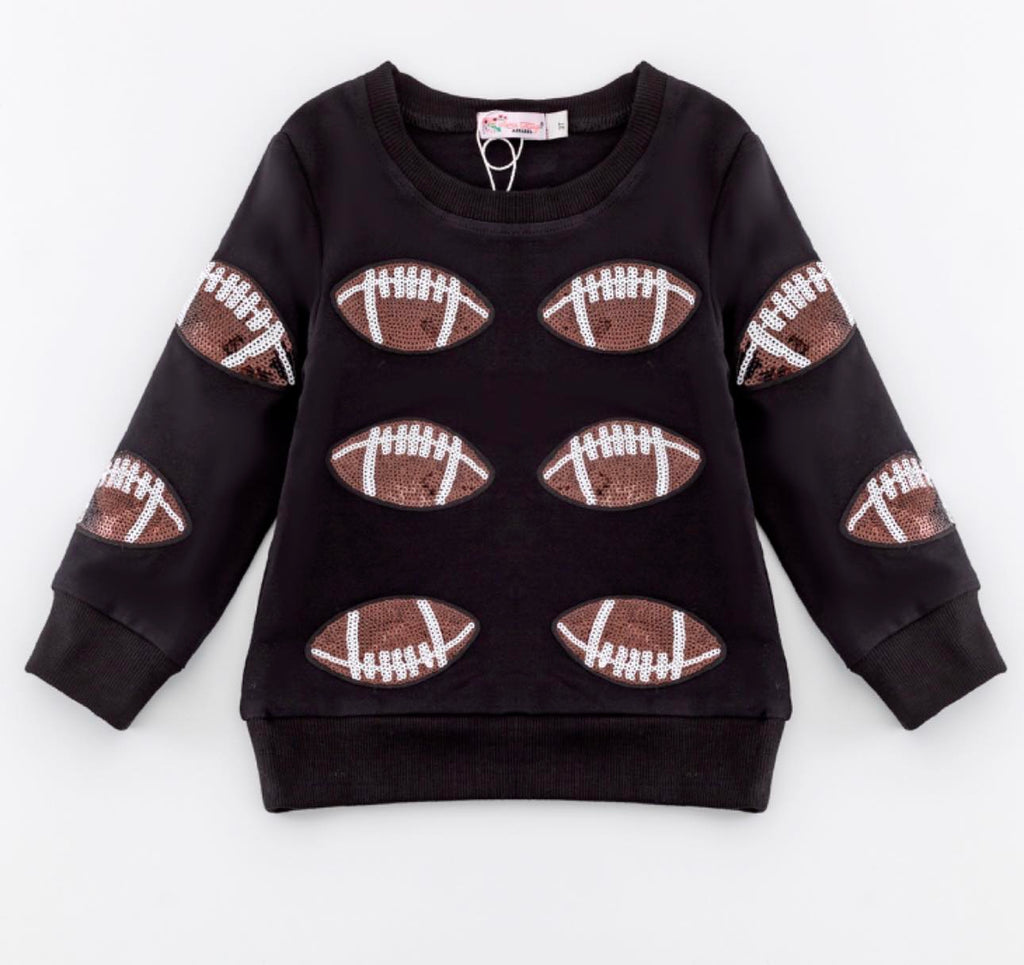 Football Sequined Sweater- Black