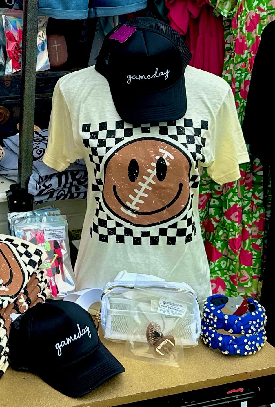 Football Smiley Checkered Tee