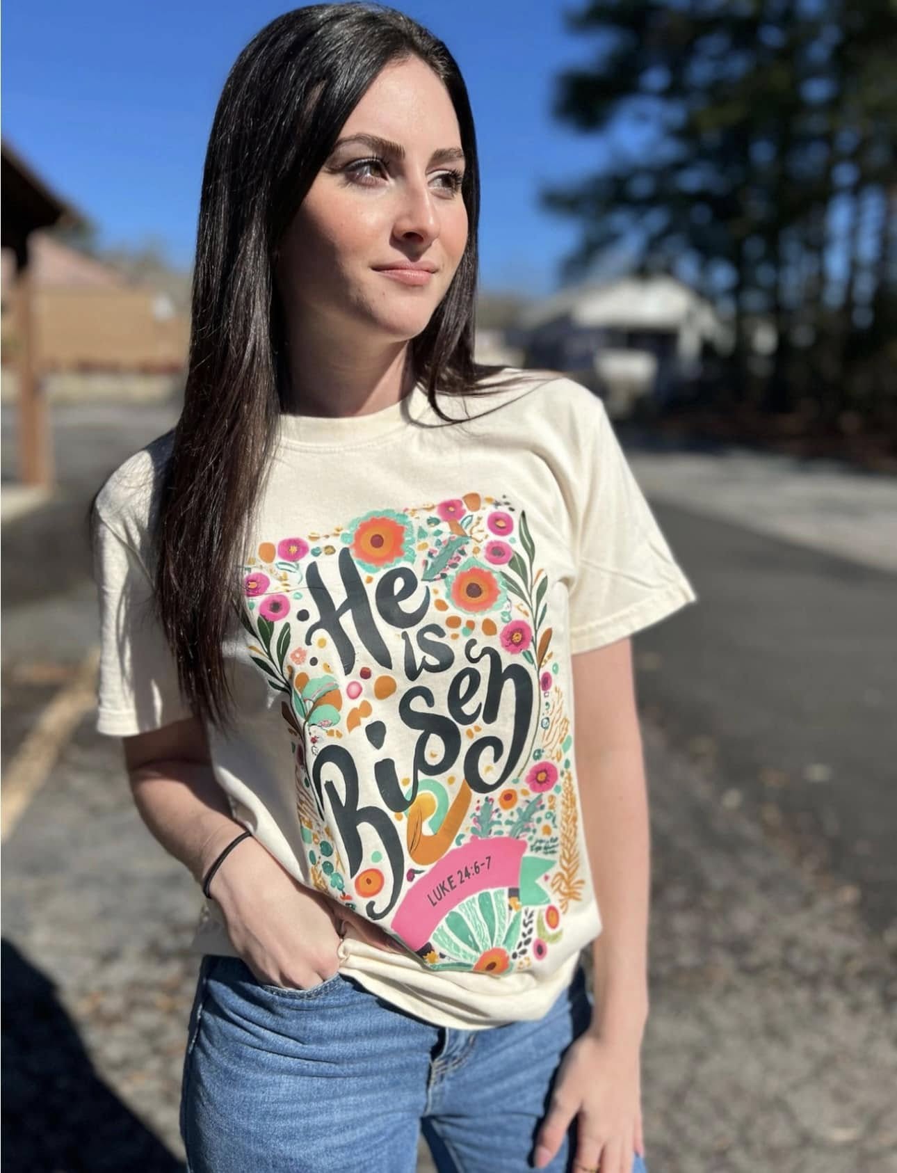 He Is Risen Floral Tee