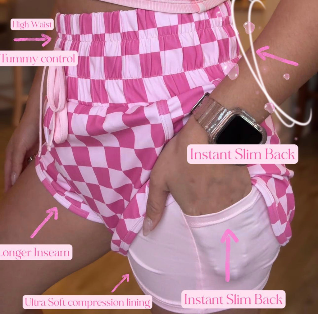 JK Miracle Shorts- Pink Checker
