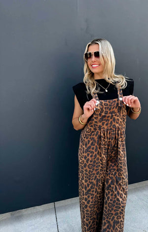 Karli Boho Overalls- Cheetah