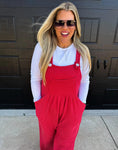 Karli Boho Overalls- Red