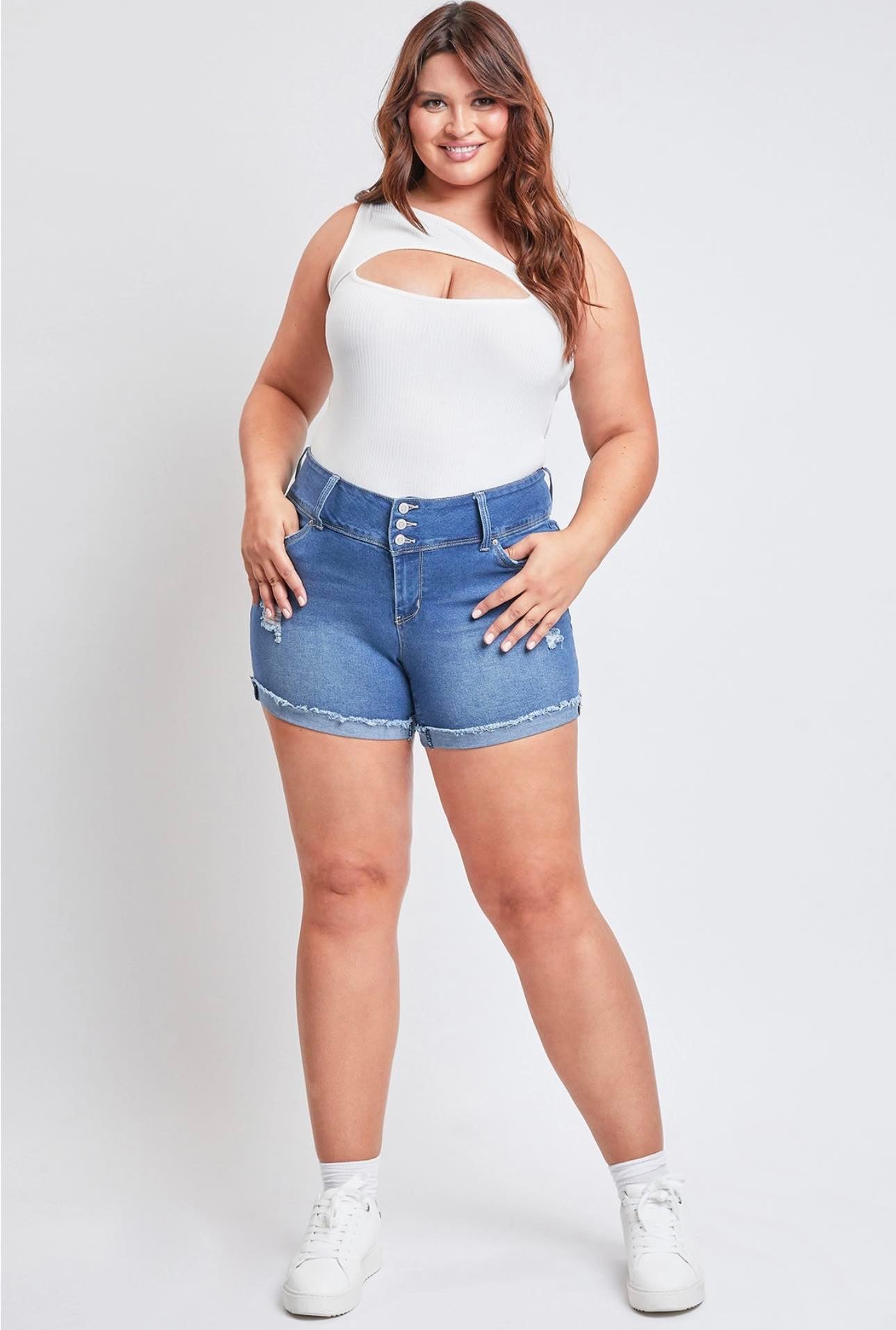 Plus WannaBettaButt Mid-Rise Jean Shorts