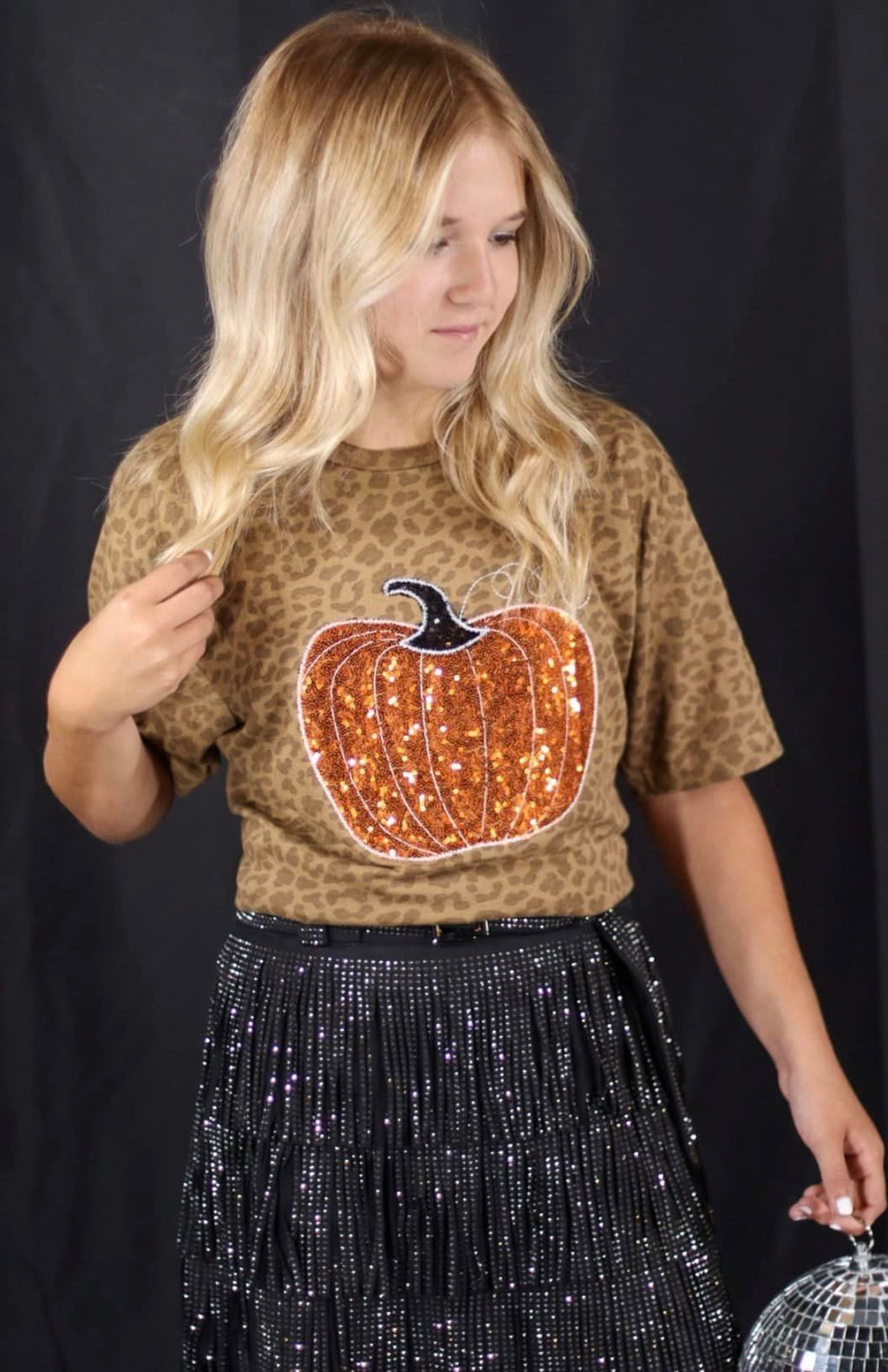 Pumpkin Fall Brown Leopard Tee