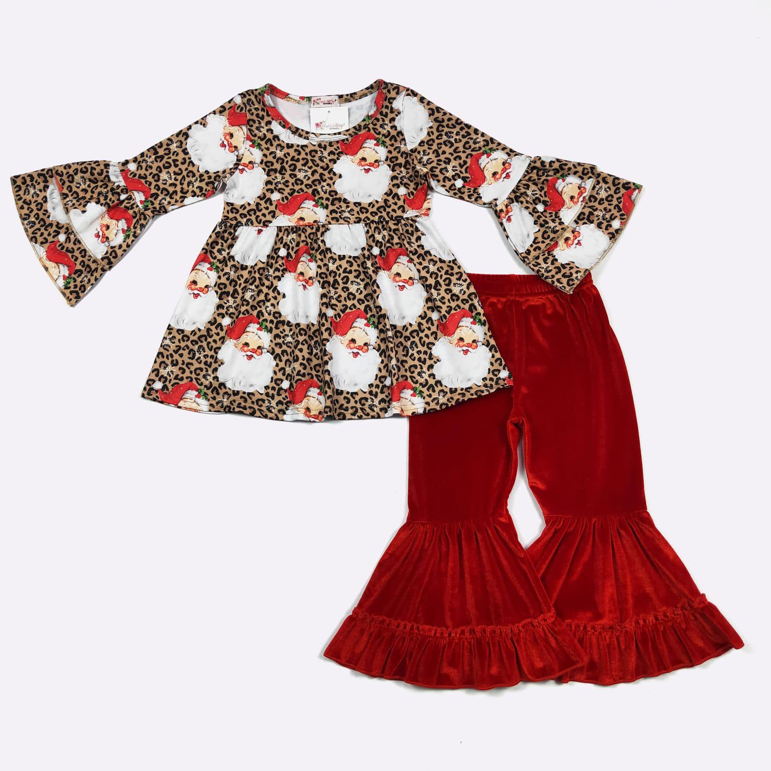 Red Velvet Leopard Santa 2-Piece Set