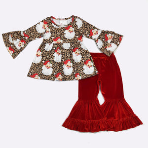 Red Velvet Leopard Santa 2-Piece Set