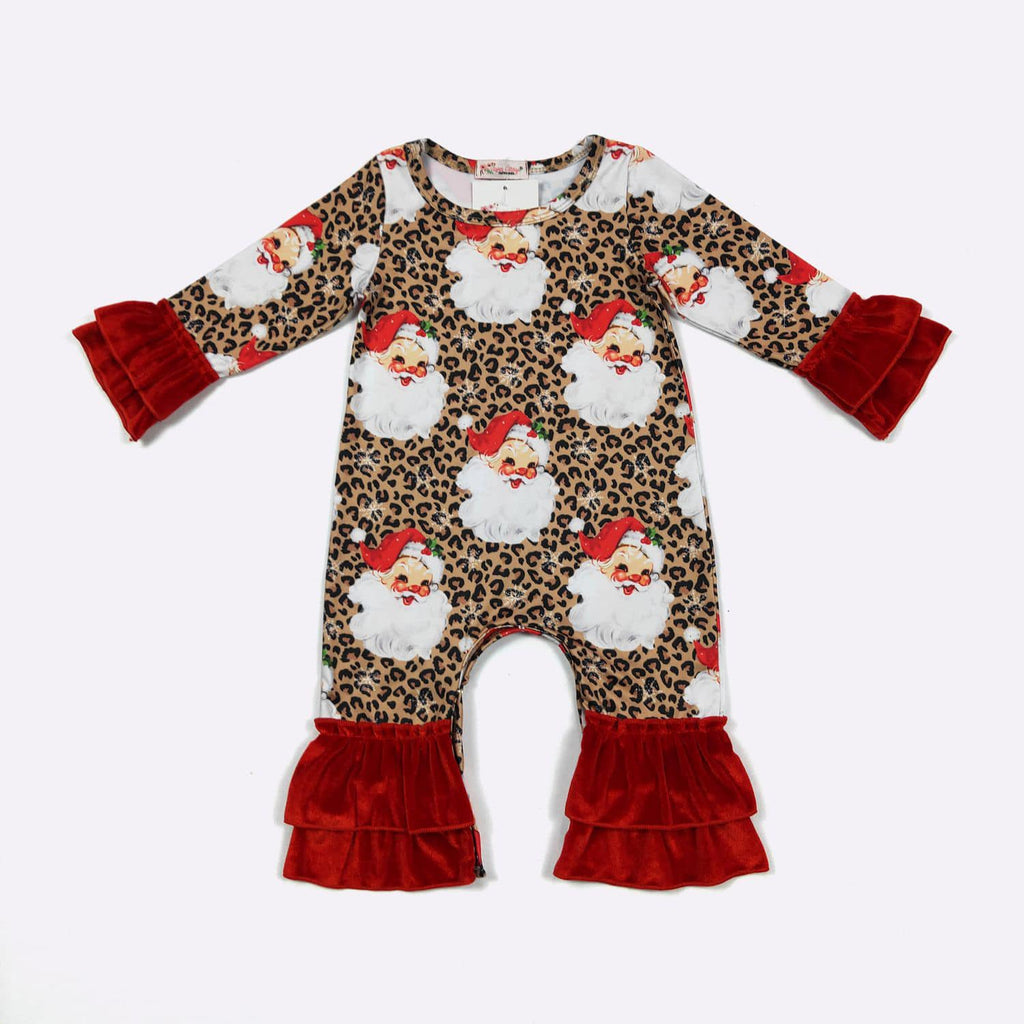 Red Velvet Leopard Santa Romper