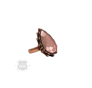 Rose Gold Rhinestone Teardrop Ring