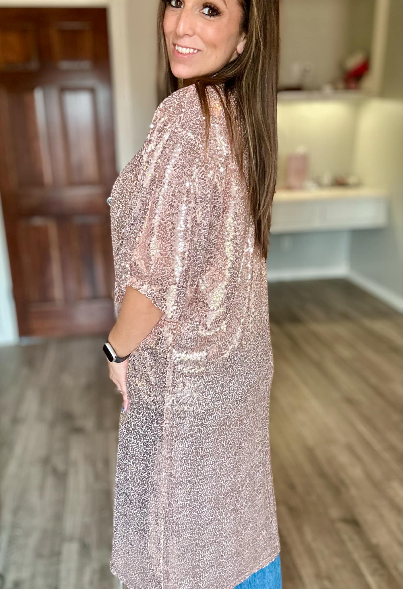 Rose Gold Sequin Duster