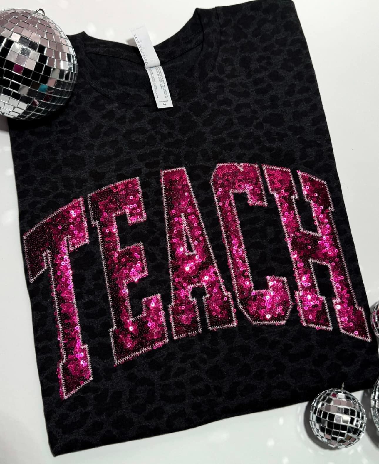 Leopard Teacher Sequined Tee