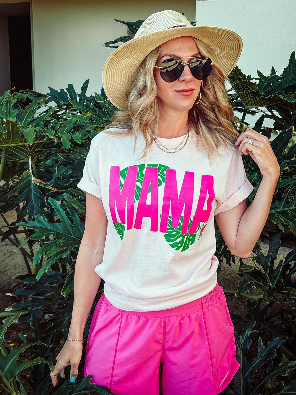 Pink Tropical Mama Tee