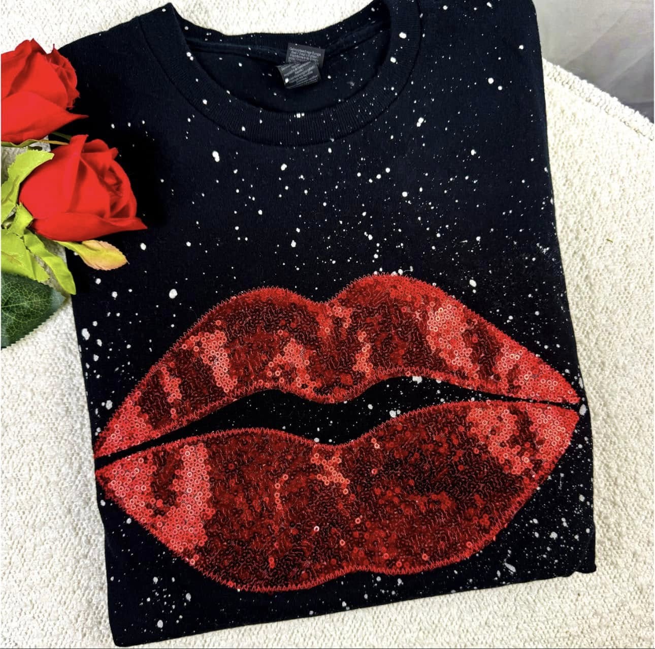 Valentine Sequin Lips Tee