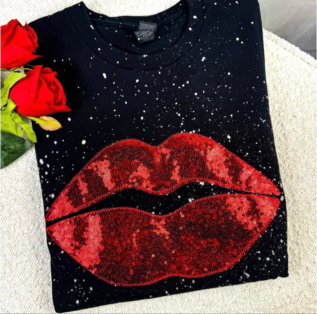 Valentine Sequin Lips Tee