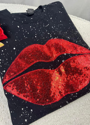 Valentine Sequin Lips Tee