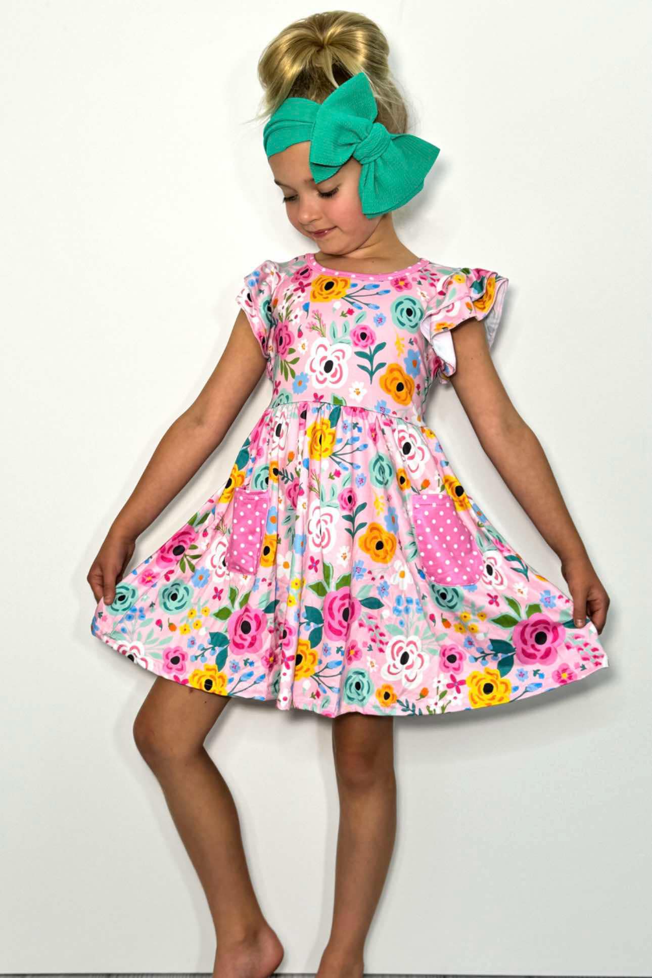 Vivid Blossoms Girls Twirl Dress