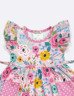 Vivid Blossoms Girls Twirl Dress