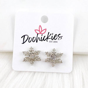 Glittery Snowflake Studs -Christmas Earrings: Wispy Snowflake